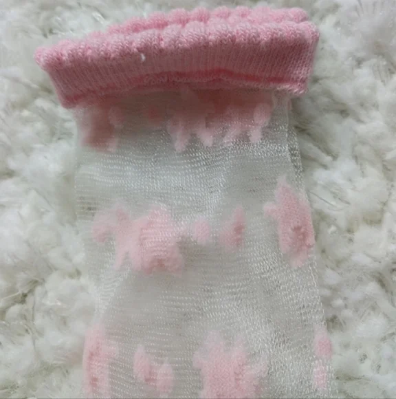 Daiso Pink Star See-Through Socks - Picture 2 of 5